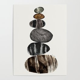 balancing beach pebbles Poster