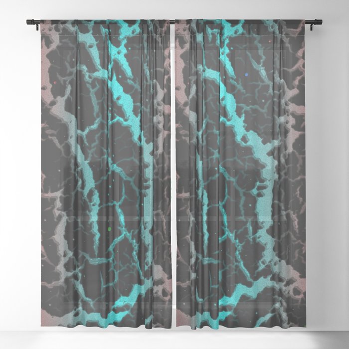 Cracked Space Lava - Red/Cyan Sheer Curtain