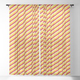 [ Thumbnail: Crimson, Pale Goldenrod & Yellow Colored Lines Pattern Sheer Curtain ]