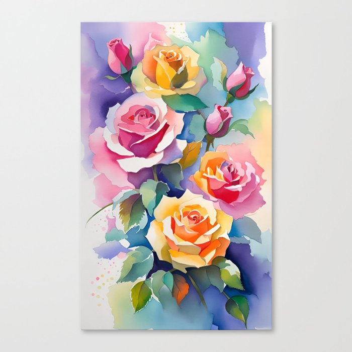 Watercolor Roses Canvas Print