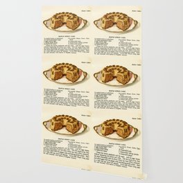 Vintage Recipe Maple Syrup Cake and Illustration Wallpaper