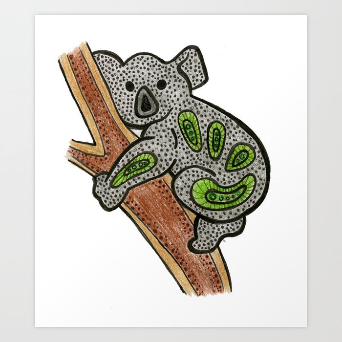 Aboriginal Koala Art Print by Sammyspac