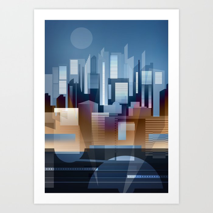 Abstract skyscraper city Art Print