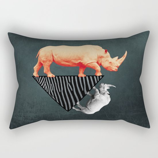 The orange rhinoceros who wanted to become a zebra Rectangular Pillow