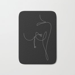 Bosom Line in black / Bare boob line illustration in white line / Explicit Design  Bath Mat