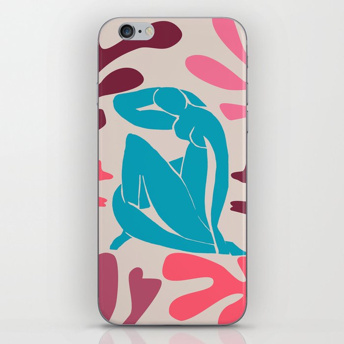 Vibrant Beach Nude with Ocean Seagrass Leaves Matisse Inspired iPhone Skin