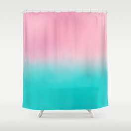 Artistic blush pink tropical turquoise watercolor ombre Shower Curtain