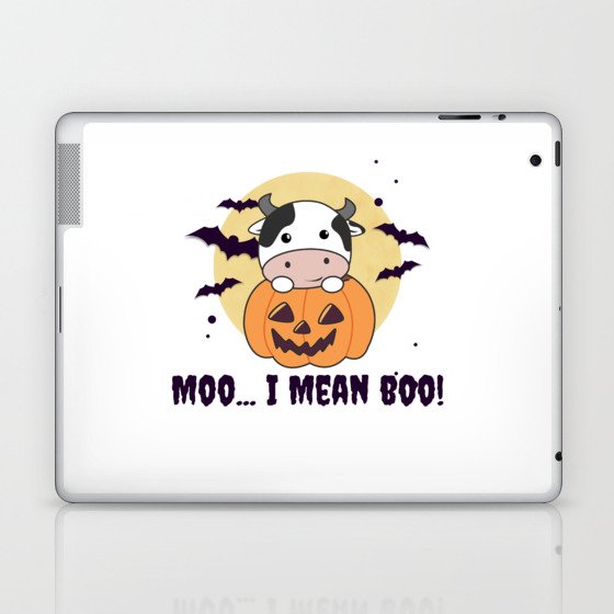 Cow Ghost Cute Kawaii Halloween Moo I Mean Boo Laptop & iPad Skin