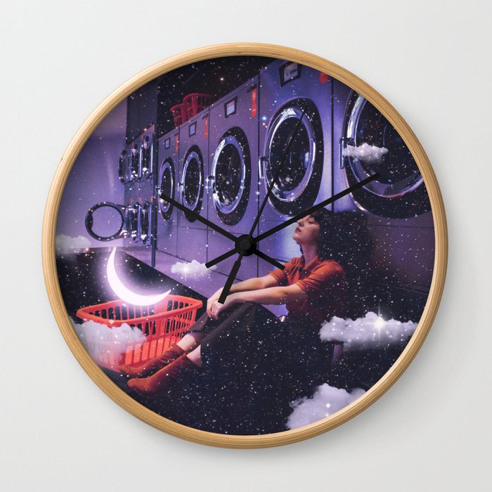Cloudy Laundry Escape Wall Clock