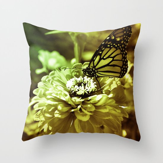 Butterfly on Flower - Color Throw Pillow