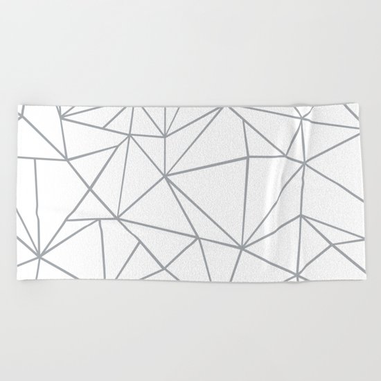 Ab Outline 2 Grey on White Beach Towel