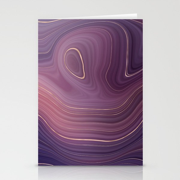 Violet Purple Rose Gold Agate Geode Luxury Stationery Cards