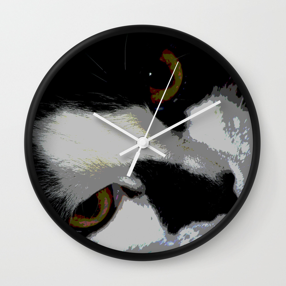 Black White Cat Wall Clock By Carstenjohn Society6