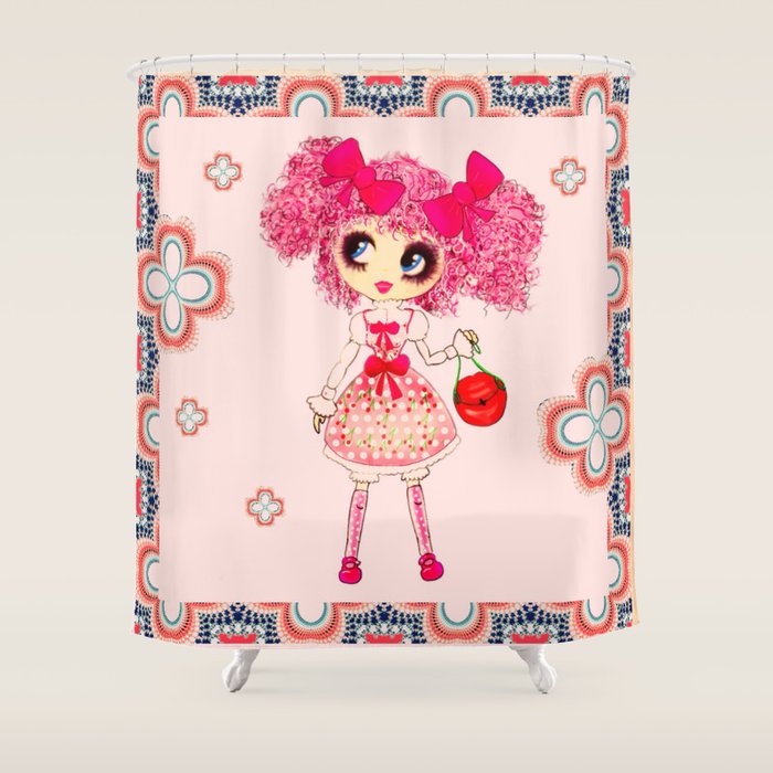 Kawaii Girl Pinkyp Sweet Fashionista 2 Shower Curtain By Cartoonist