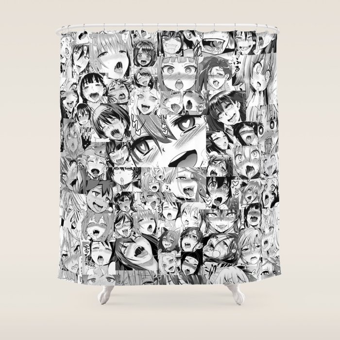 Ahegao Girls Anime Collage Shower Curtain By Thisonashirt Ahegao Girls Anime Collage Shower Curtain