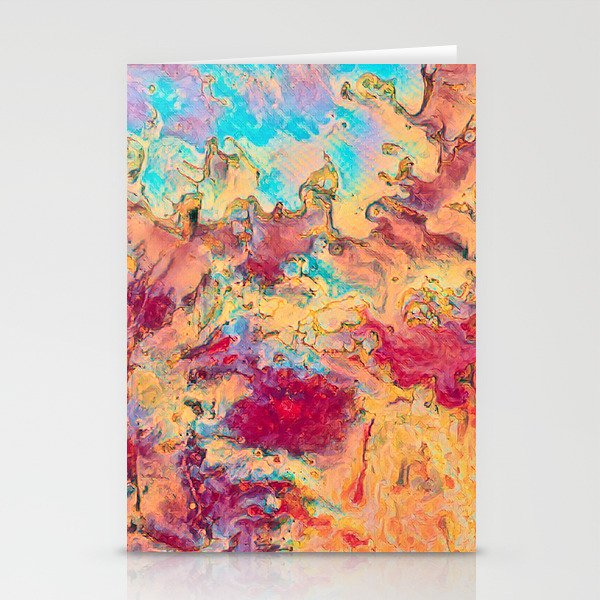 Colorful Palette Knife Abstract With Oil Paint Stationery Cards