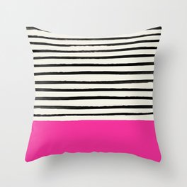 Bright Rose Pink x Stripes Throw Pillow