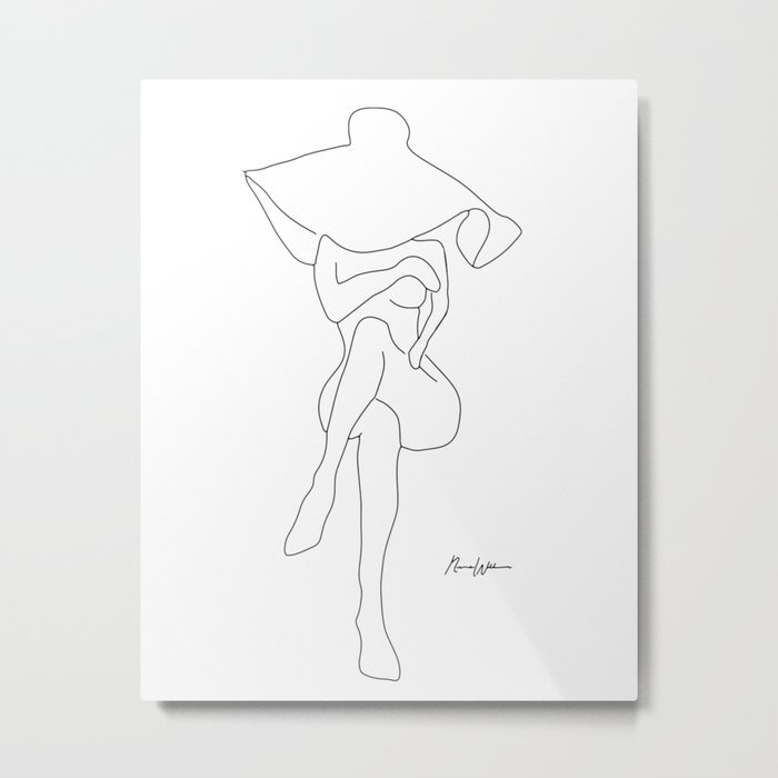 Sultry Women Line Drawing By Nicole William Metal Print