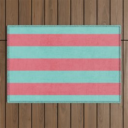 coral and teal stripes Outdoor Rug