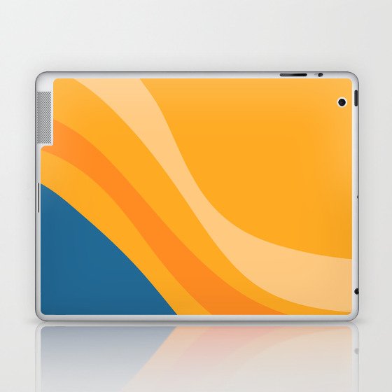 Yellue II - Minimalistic Colorful Wavy Retro Design Art Pattern Laptop & iPad Skin