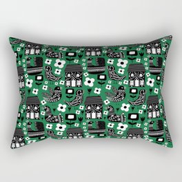 Maximalism Folk art Green Rectangular Pillow