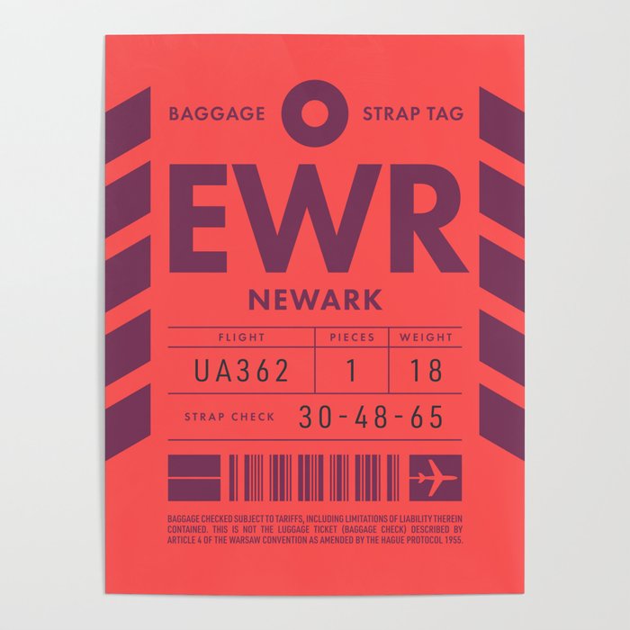 Luggage Tag D EWR Newark USA Poster by neotokyo Society6
