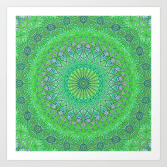 Green web mandala Art Print