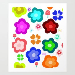 Super Cute Bright Flowers Pattern -FLOWERCORE  Art Print