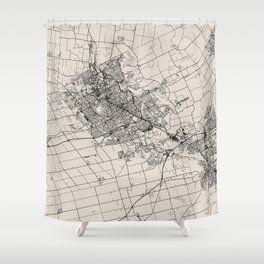 Canada, Kitchener - Black & White City Map - Detailed Map Drawing Shower Curtain