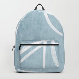 Minimalist White Line Art Light Blue Linen Digital Art Backpack