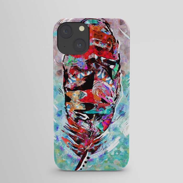 Colorful Wild Red Feather Art by Sharon Cummings iPhone Case