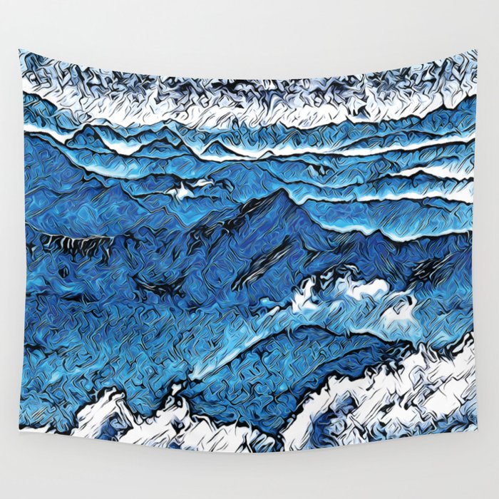 Blue Mountain Dreamscape Wall Tapestry