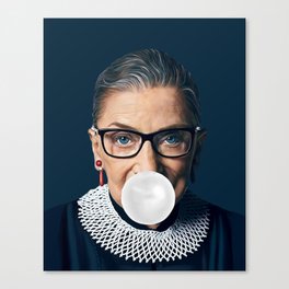 Ruth Bader Ginsburg Blowing White Bubble gum Canvas Print