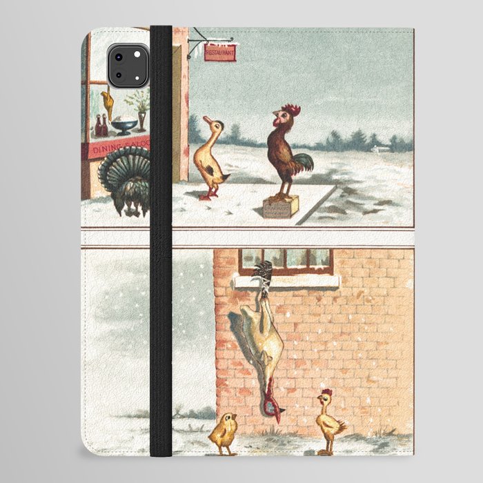 Christmas Card Depicting Turkey and Chicken iPad Folio Case