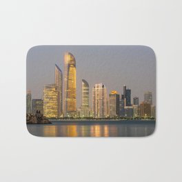 Abu Dhabi Seascape with skyscrapers in the background at evening Bath Mat