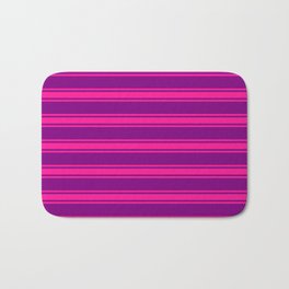 [ Thumbnail: Purple & Deep Pink Colored Lined/Striped Pattern Bath Mat ]