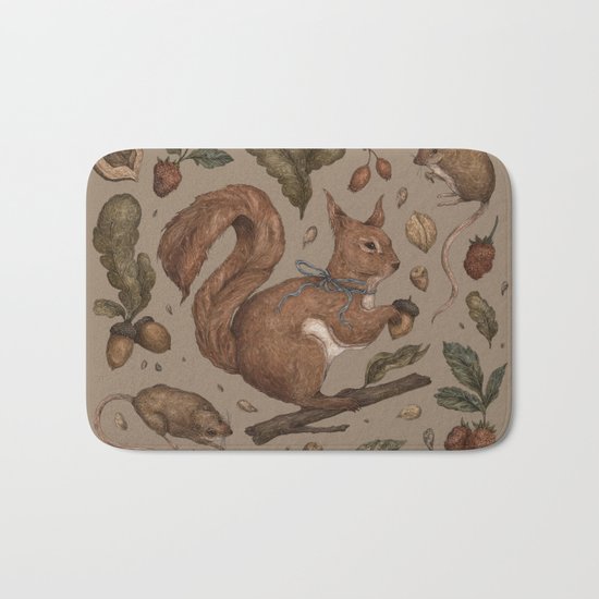 Red Squirrel Bath Mat