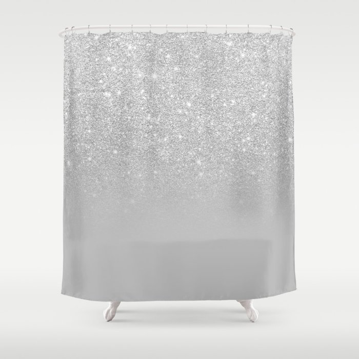 Trendy Modern Silver Ombre Grey Color, Girly Gray Shower Curtains