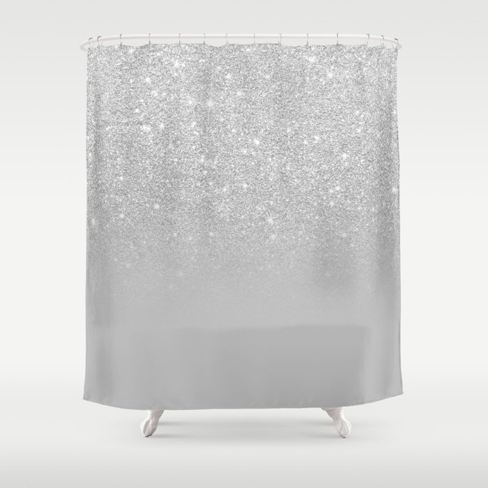 Trendy Modern Silver Ombre Grey Color Block Shower Curtain