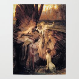 Flying too close to the sun; the lament for Icarus by the angels portrait painting by Herbert Draper  Poster