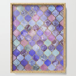 Royal Purple, Mauve & Indigo Decorative Moroccan Tile Pattern Serving Tray