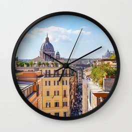 ROME the Streets:  Rooftop View of Rome, Italy Wall Clock
