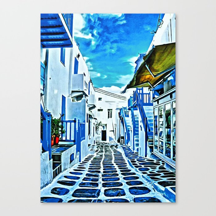 Mykonos Market Hallway Canvas Print