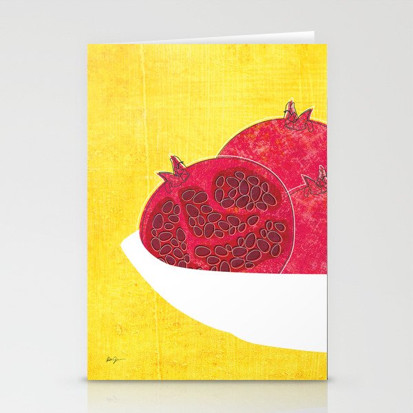 Pomegranates on Yellow Stationery Cards