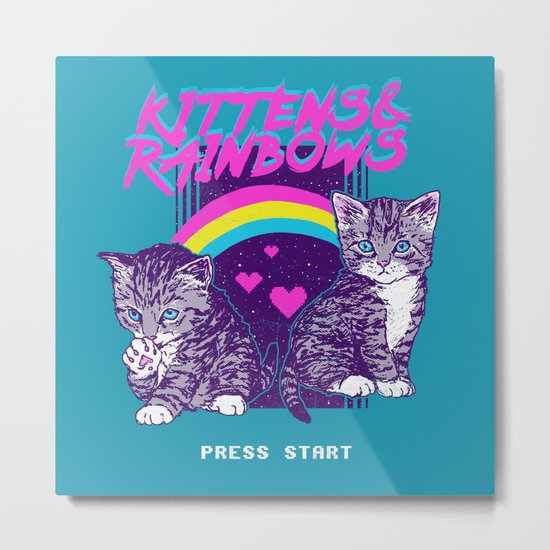 Kittens & Rainbows Metal Print