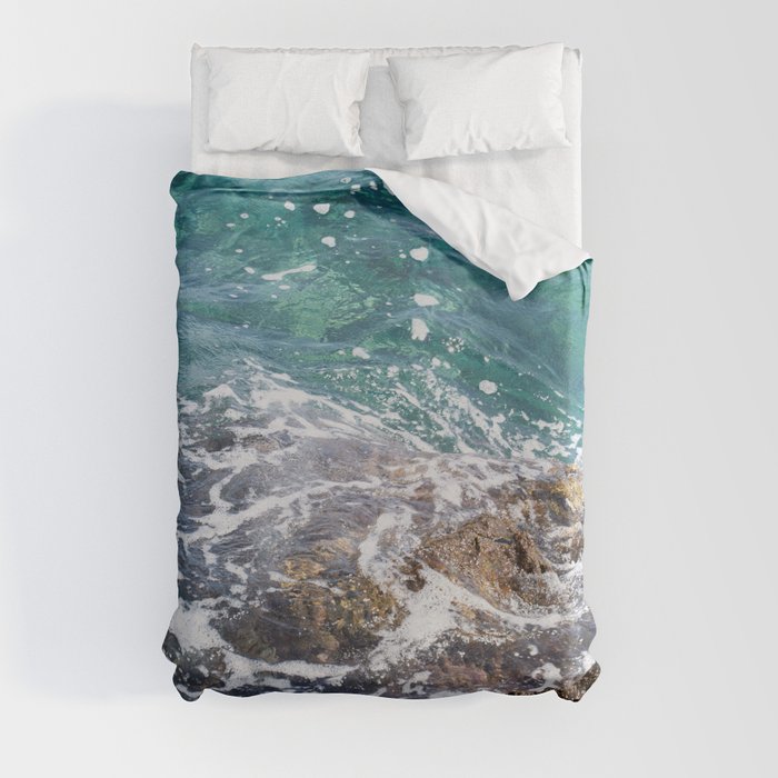 Breaking Waves On Volcanic Rock  Duvet Cover