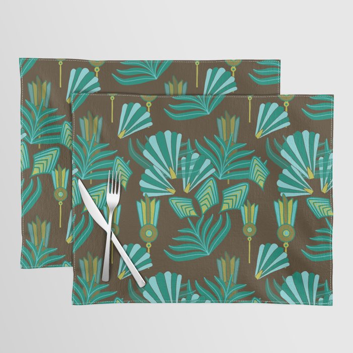 Art Deco blue and green pattern Placemat