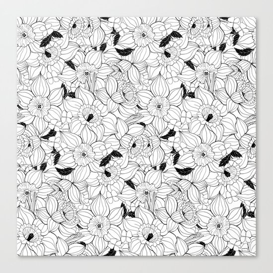 Daffodils spring floral pattern Canvas Print