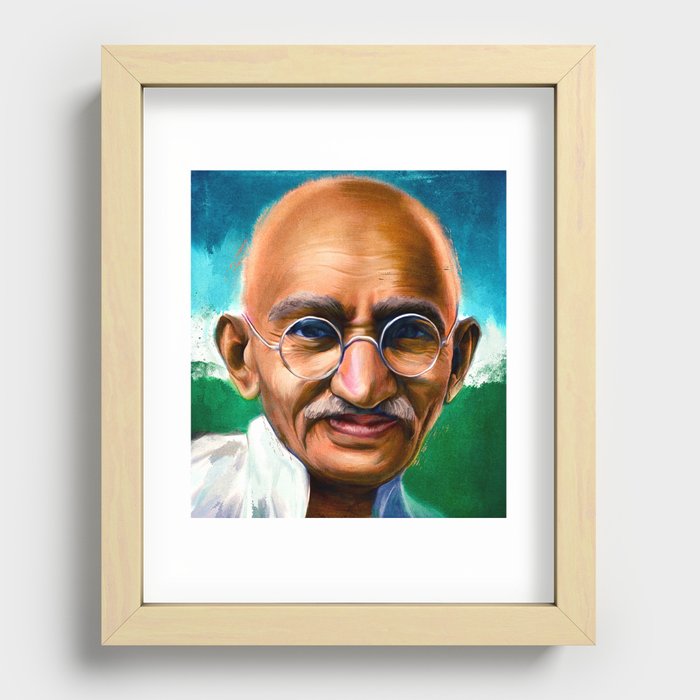Mahatma Gandhi Recessed Framed Print by Dasha Shu | Society6