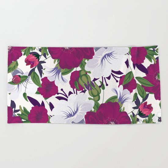 Purple Spring Flowers Beach Towel